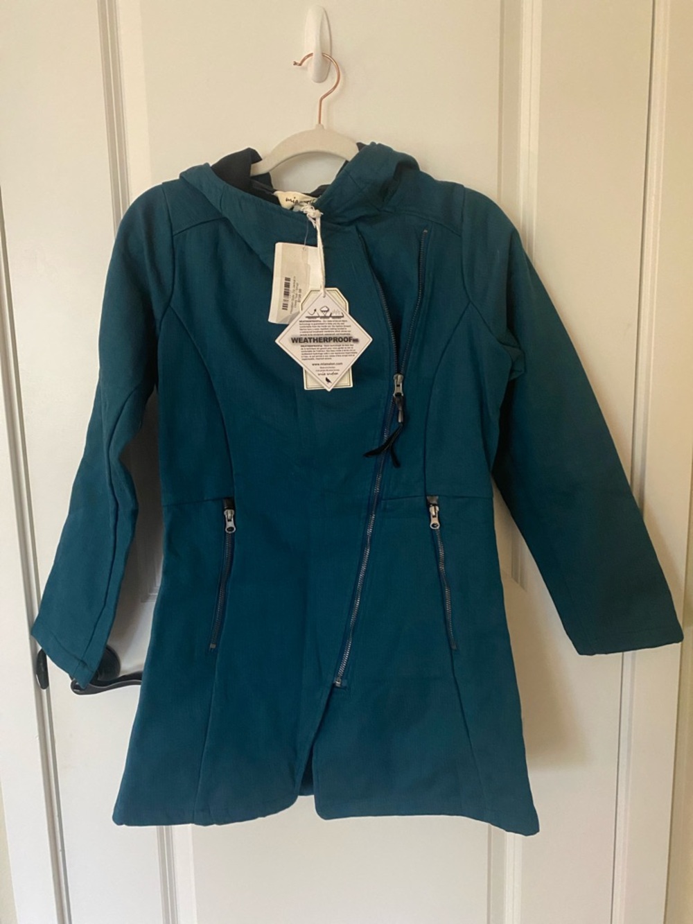 Mia Melon Women’s Teal Hooded Trench Coat – Weatherproof Style